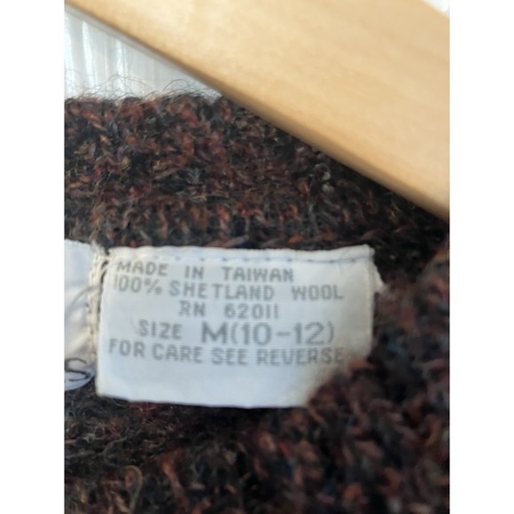 Vintage Women Clifford & Wills 100%  Shetland Wool Pullover Brown Sweater Medium - Picture 5 of 6